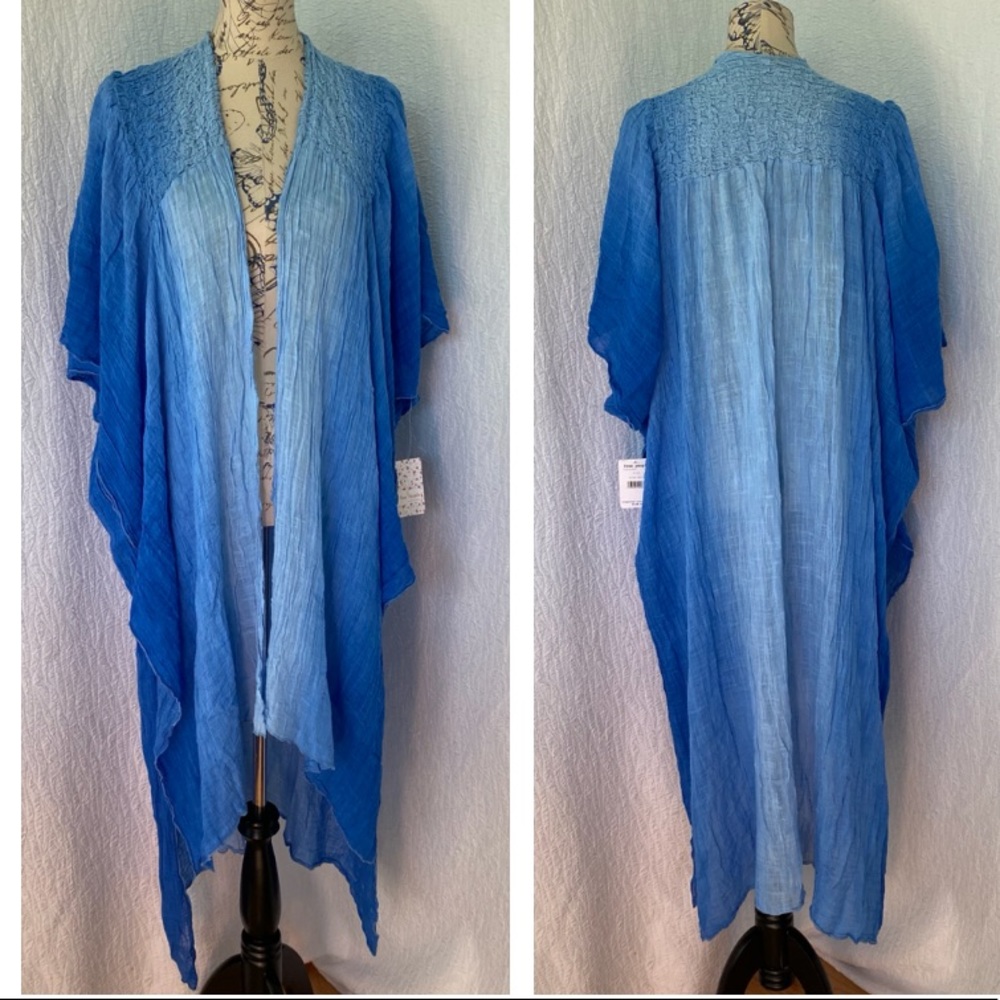 Free People Angelina Dip Dye Tie Dye Boho Kimono Robe - Picture 4 of 11